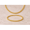 thumbnail image 2 of Real Italian 1/200 14k Yellow Gold Overlay Cuban Chain Necklace and Bracelet Set Cadena y Pulsera Cubanas 4mm 7 inch 20 inch and 22 inch For Men and Women Crafted In Italy, 2 of 6