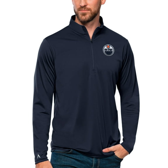 Men's Antigua Navy Edmonton Oilers Tribute Quarter-Zip Pullover Top