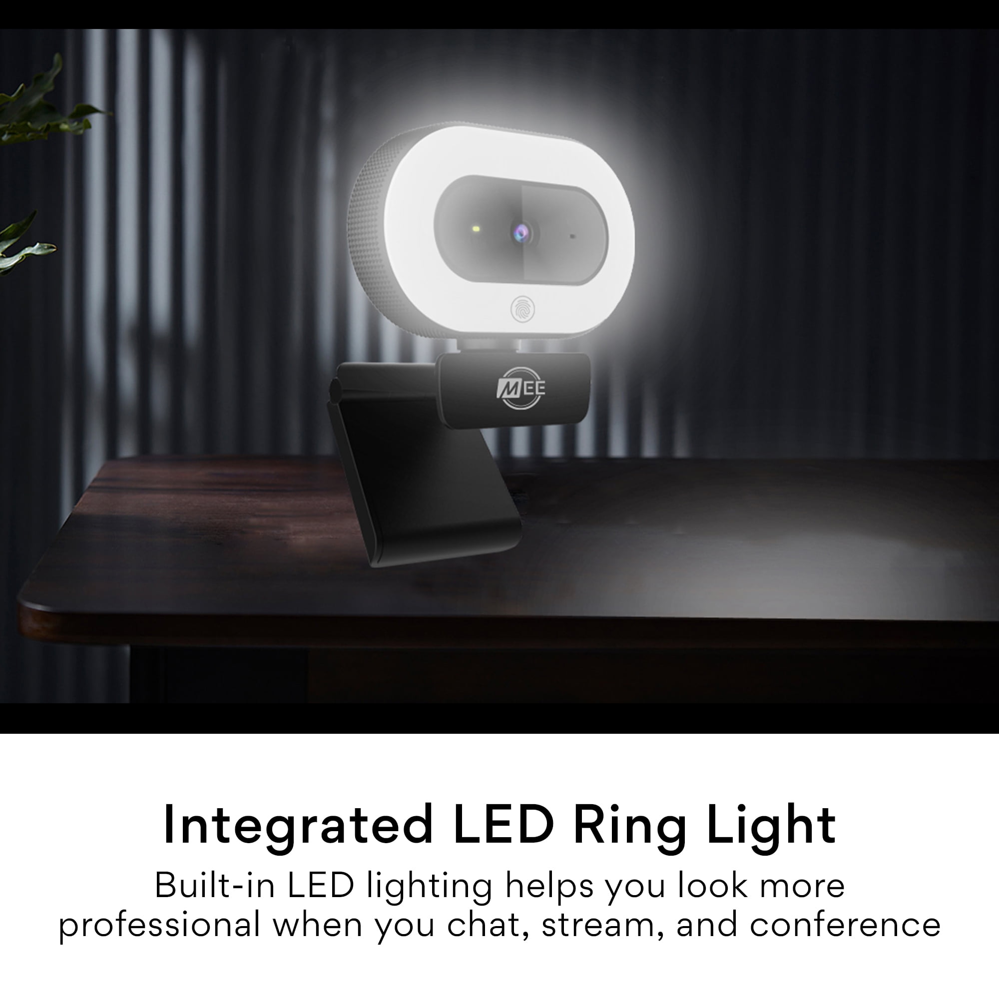 Restored MEE audio 1080p HD USB Webcam with Built-In LED Light, Autofocus, and Microphone (Refurbished)