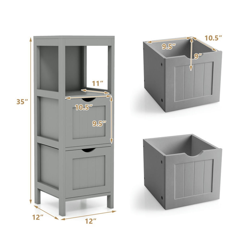 Finihen Bathroom Storage Cabinet, Bathroom Floor Cabinet, Freestanding Storage Cabinet with 2 Removable Drawers, for Bathroom, Living Room, Bedroom, Kitchen, Gray Finihen Bathroom Storage Cabinet, Bathroom Floor Cabinet, Freestanding Storage Cabinet with 2 Removable Drawers, for Bathroom, Living Room, Bedroom, Kitchen, Gray