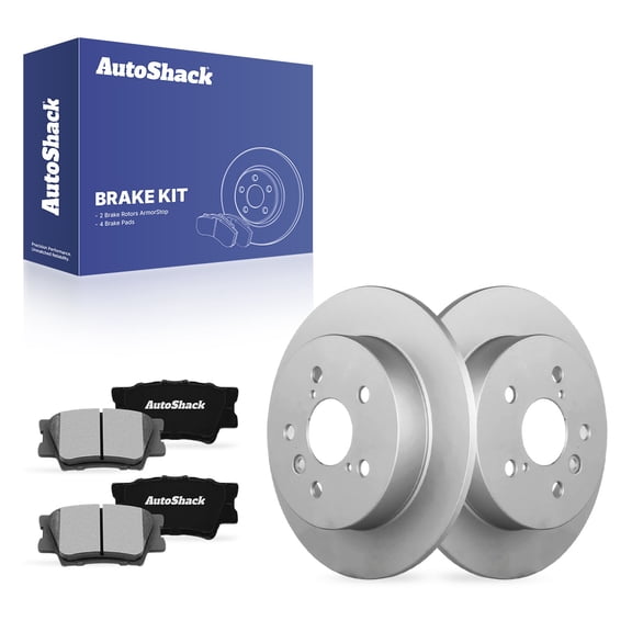 AutoShack Rear Solid Coated Brake Rotors   Ceramic Pads 6-PC Brake Kit Replacement for 2018-2023 Toyota Camry ArmorStop 11.06" (281 mm)