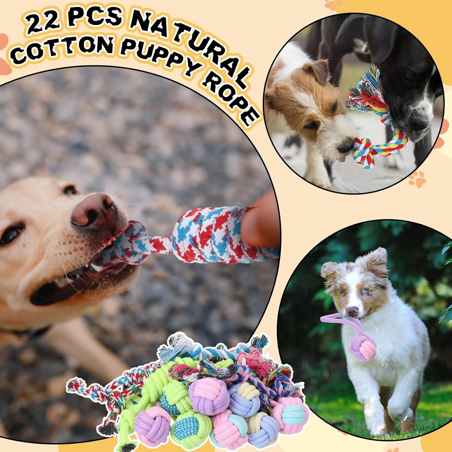60 Pcs Squeaky Dog Toys Bulk Stuffed Plush Chew Toys Puppy Teething Rope Cute Spiky Chew Ball for Small Dog Pet Teething Gift(Lovely Style)