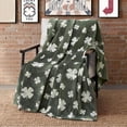 thumbnail image 3 of Freedom 50" x 60" Plush Throw Blanket, Clover Green Blanket for Sofa or Bed, 3 of 8