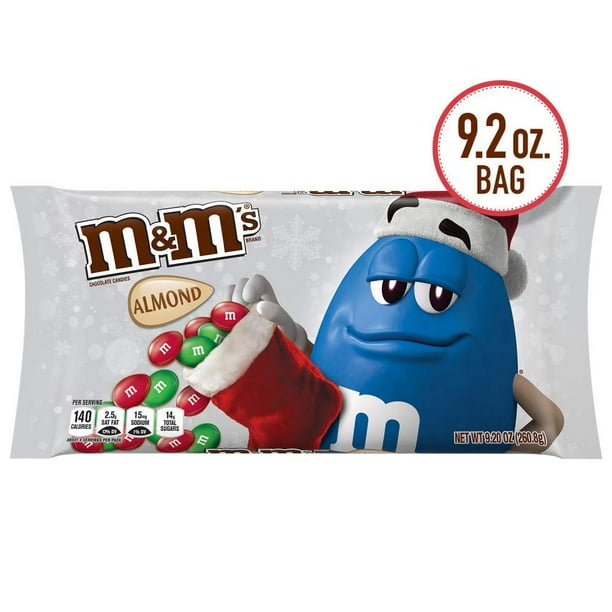 M&amp;MS Holiday Almond Chocolate Christmas Candy, 9.2-ounce Bag - Walmart