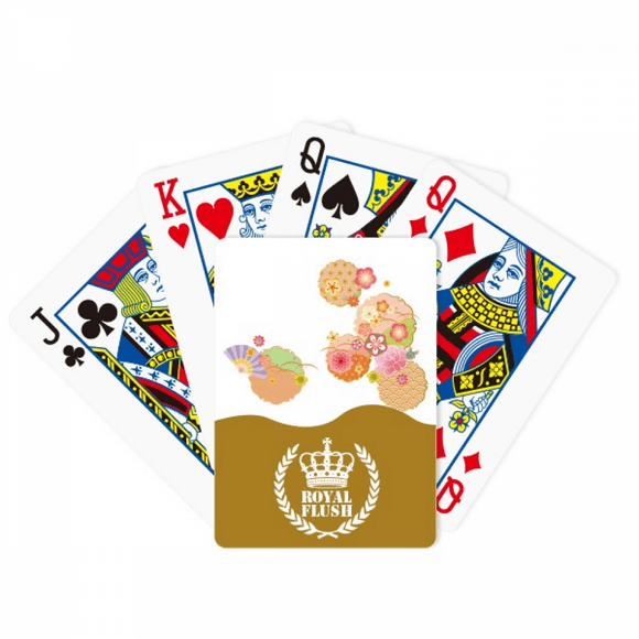 Folding Fan Sakura Pattern Geometry Royal Flush Poker Playing Card Game
