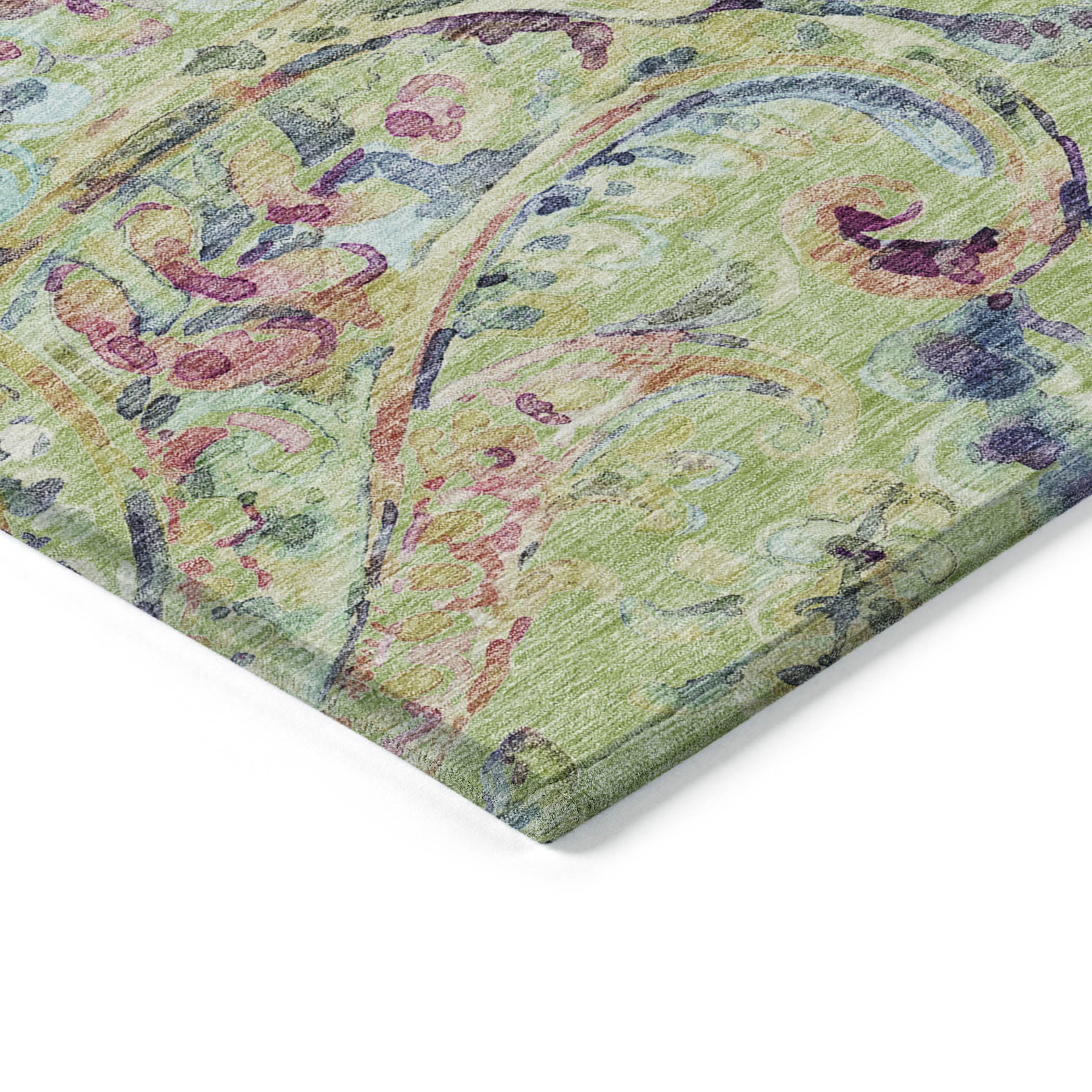 Addison Rugs Chantille Indoor/Outdoor Transitional Paisley Aloe Washable Rectangle Rug, 10' x 14'