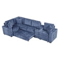 thumbnail image 5 of 120.5" L-shaped Convertible Sofa Bed Modular Sectional Sofa Reversible Sleeper with Pull-Out Bed, Cup Holders, and Ample Storage Space for Living Room (Blue), 5 of 11