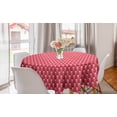 thumbnail image 1 of Retro Round Tablecloth, Rhythmic Crocus Flower Inspired Vibrant Contrast Tones Enhancing Print, Circle Table Cloth Cover for Dining Room Kitchen Decor, 60", Dark Coral Mint Green, by Ambesonne, 1 of 2