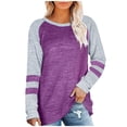 thumbnail image 1 of Hauts pour Femmes Manches Longues Femmes Décontracté Col Rond T-Shirt Imprimé Ample Patchwork Manches Longues Hauts Blouse Unie, 1 of 5