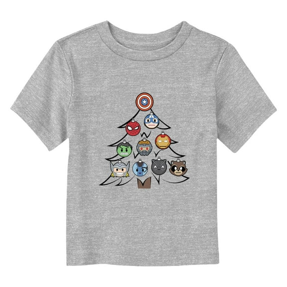 Toddler's Marvel Christmas Tree Superheroes Ornaments Graphic T-Shirt