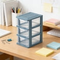 thumbnail image 3 of 3-Tier Desktop Drawer Organizer, 6.10x4.13x9.06in Transparent Plastic Storage Box, Dustproof Multi-Purpose Container for Office Cosmetics Stationery, Blue, 3 of 6