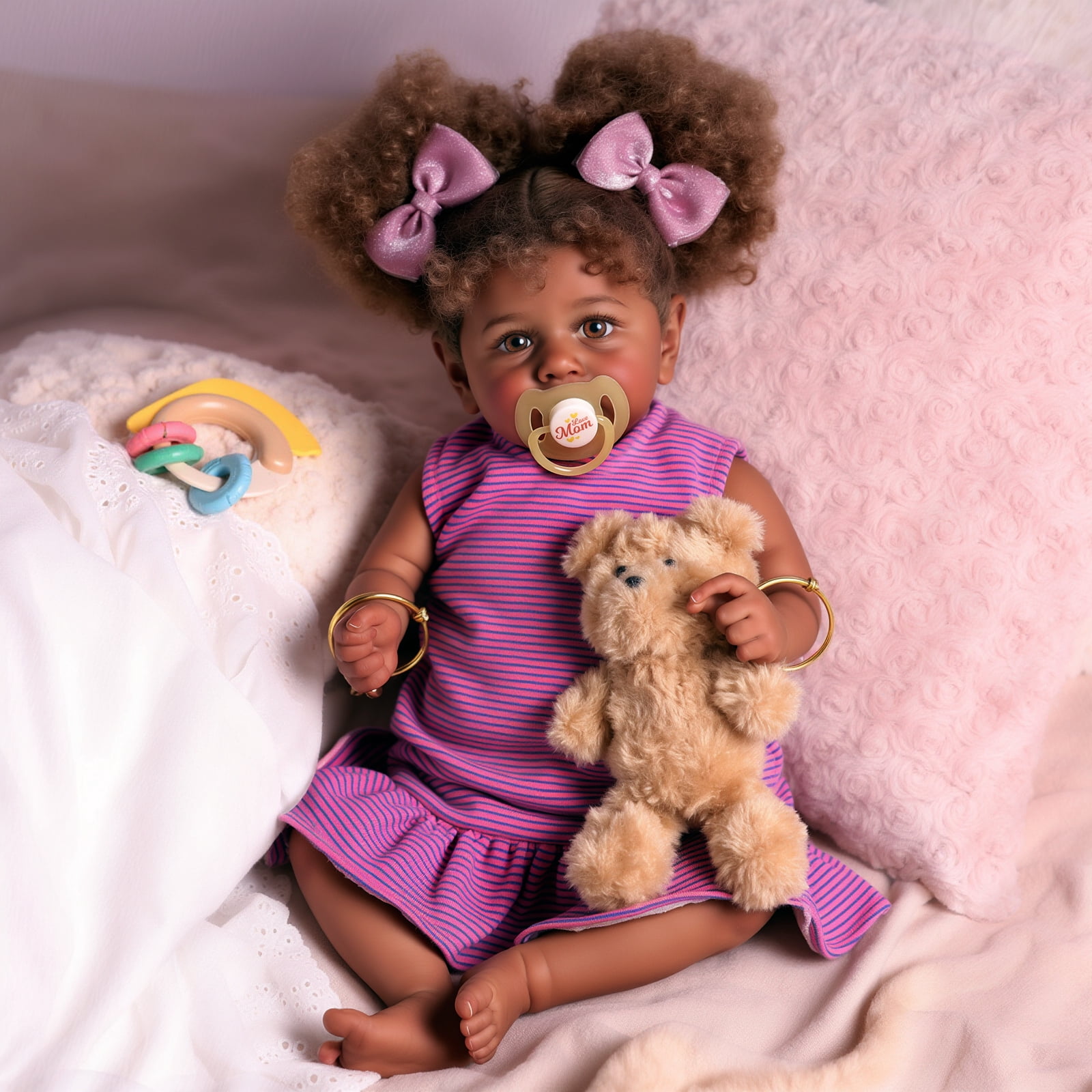 BABESIDE 20 Inch Reborn Dolls African American Black Soft cloth Body Dolls Dolls Gift for Kids Age 3+