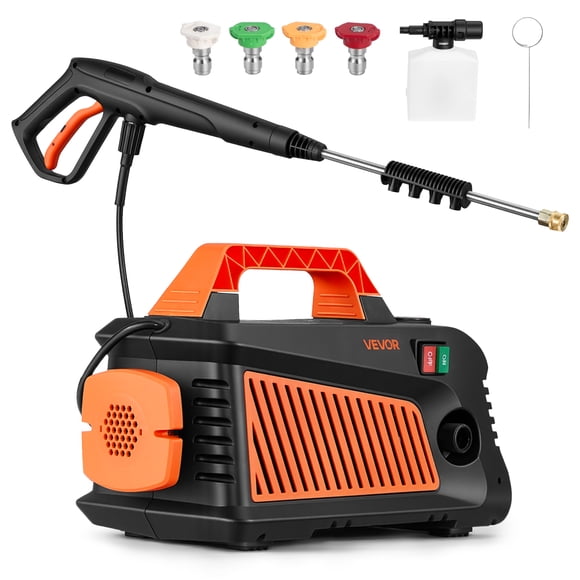 Hidrolavadora electrica VEVOR, 2000 PSI máx., 1,59 GPM máx., portátil con 4 boquillas, varilla extensible de metal y asa de transporte integrada.Compacta y flexible para coches, entradas de vehículos