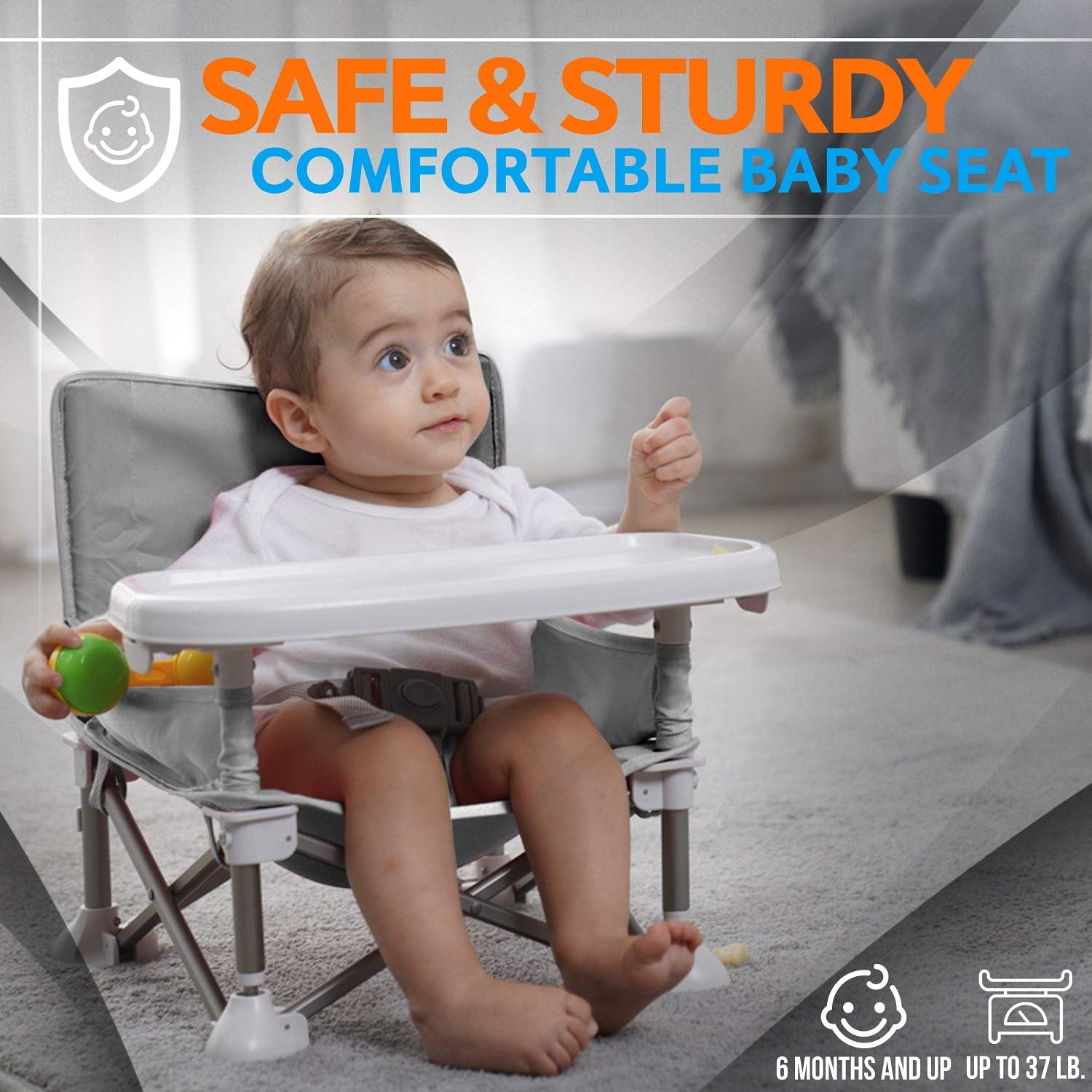 SereneLife SLBS66 Portable Baby Toddler Folding Booster Seat Feeding Chair Gray Walmart