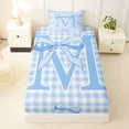 thumbnail image 3 of Erosebridal Letter M Monogrammed Twin Sheet Sets For Kids,Classic Geometric Buffalo Plaid Bedding 3pcs, 3 of 6