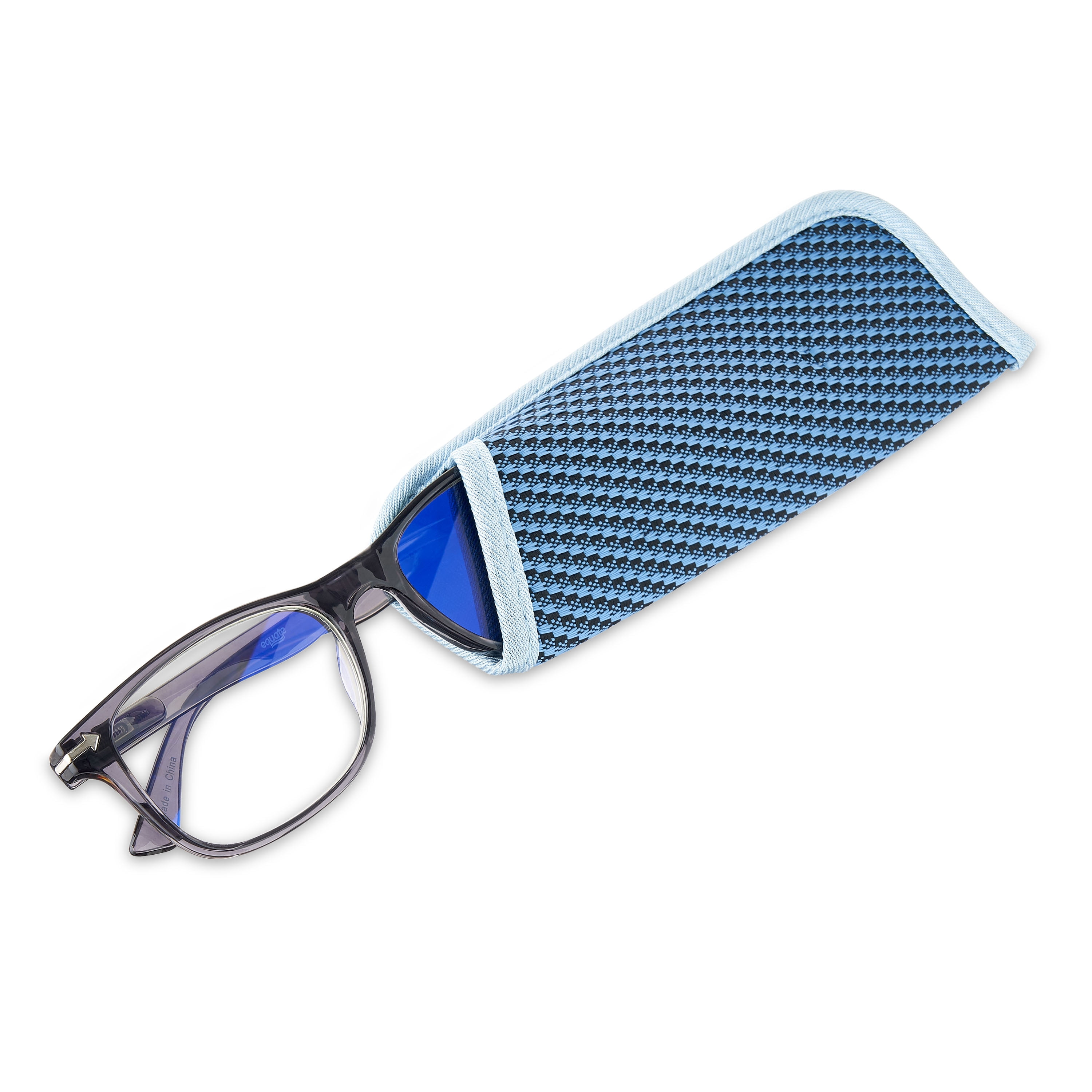 Equate Arden Bluelight Unisex Rectangular Reading Glasses with Case, Crystal Grey, +1.25