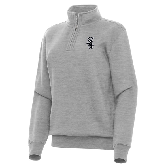 Women's Antigua Heather Gray Chicago White Sox Victory Quarter-Zip Sweatshirt