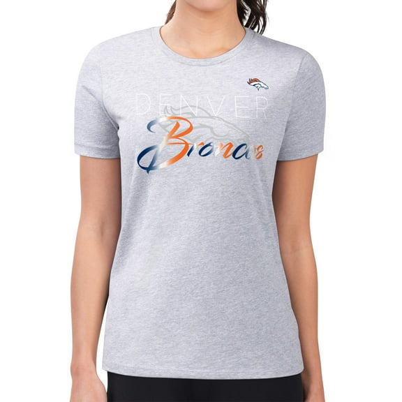 Women's G-III 4Her by Carl Banks Gray Denver Broncos Super-Slim Fit Lightweight Shadow Logo T-Shirt