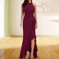 thumbnail image 2 of Icvfdpl Wedding Guest Dresses For Women Split Sleeveless Slim Fit Ruffle Long Party Dress, 2 of 4