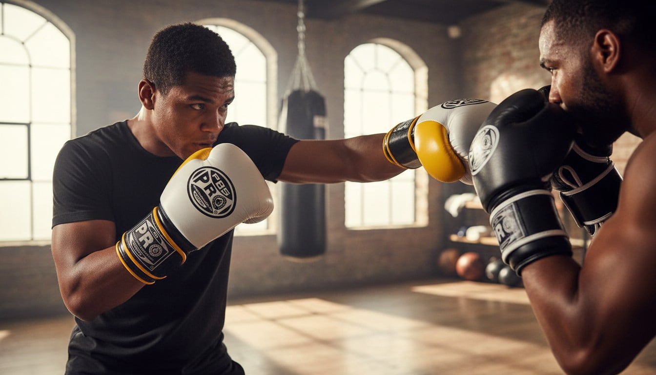 ProBoxing® Leather Boxing Gloves – (White & Yellow) (16oz) Training Boxing Gloves for Boxing, MMA, Muay Thai & Sparring – Durable Genuine Leather, Wrist Support, Impact Protection