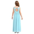 thumbnail image 3 of renvena Girls' Kids Chiffon Sleeveless Beaded Wedding Junior Bridesmaid Dance Prom Party Dress Light Blue 8, 3 of 7