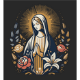 thumbnail image 2 of Virgin Mary With Roses And Flowers Women's Black Crew Neck Short Sleeve Crop Tee-Medium, 2 of 3