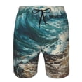 thumbnail image 3 of Pofeuu Blue Ocean Waves Prin Men's Swim Trunks Quick Dry Bathing Suit Swimming Board Shorts Mesh Lining Beach Swimwear-X-Large, 3 of 6