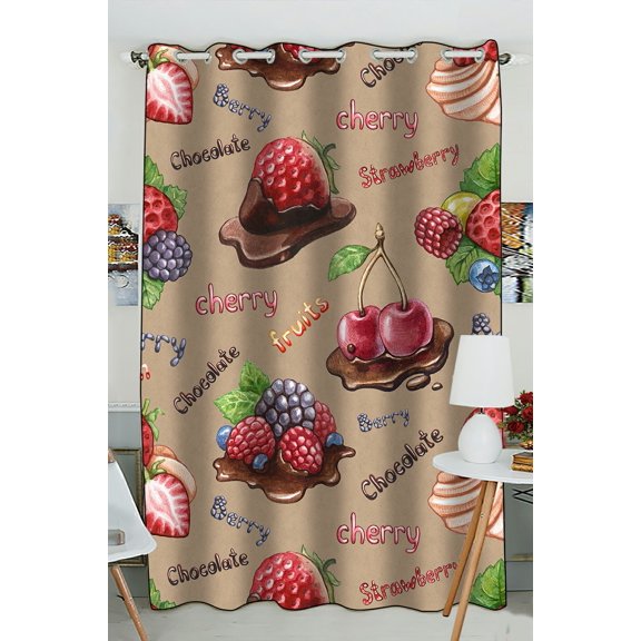 ECZJNT watercolor berry Blackout Window Curtain Drapery Panels 52x84 Inch One Piece