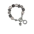 thumbnail image 1 of Silvertone 2-D Sea Turtle Spinner Black Pebble Bead Charm Bracelet, 1 of 1