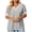 Gray, variant on Women's Contrast Crisscross Cutout V Neck Striped Cuff Short Sleeve Loose T-Shirt Soft Cotton Summer