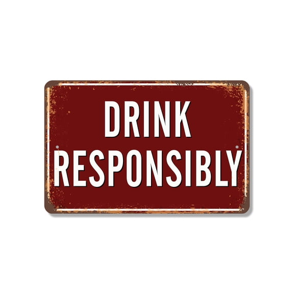 Drink Responsibly Street 11 Inch x 17 Inch Novelty Plastic Sign Hydrate Between Cheers Durable Weatherproof UV Protected Perfect for Bars Patios Event Halls Fun Gift for Hosts