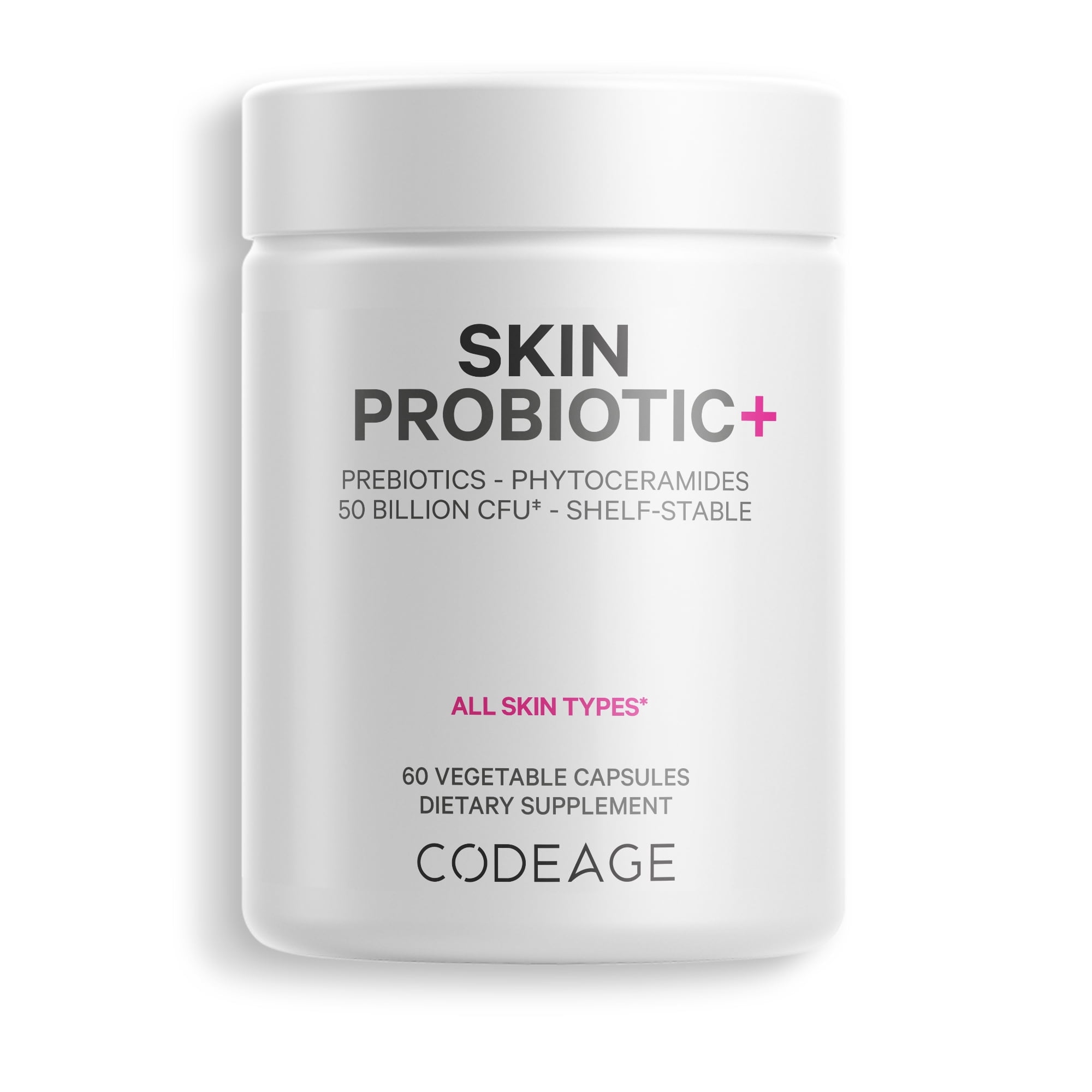 Codeage Skin Probiotics 50 Billion CFU & Prebiotics, Skin Ayurvedic Botanical Herbs, Shelf-Stable, 60 ct