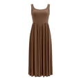 thumbnail image 3 of XIAONU Square Neck Tank Maxi Dress for Women High Waist Pleated Flowy Sleeveless Long Dress, 3 of 3