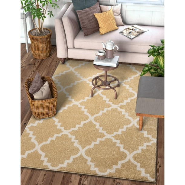 Harbor Trellis Yellow Quatrefoil Geometric Modern Casual Area Rug