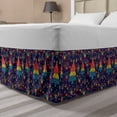 thumbnail image 1 of Christmas Bed Skirt, Cheerful Holiday Theme Pine Trees Ornaments Pattern on Dark Background, Elastic Bedskirt Dust Ruffle Wrap Around for Bedding Decor, 4 Sizes, Quartz and Multicolor, by Ambesonne, 1 of 2