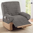 thumbnail image 2 of Collections Etc Housse Extensible Matelassée à Losanges pour Fauteuil Inclinable avec Rangement Gris Ardoise Fauteuil Inclinable, 2 of 2