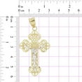 thumbnail image 4 of 14k Yellow & White Gold, Filigree Fancy Cross Jesus Christ Crucifix Pendant Religious Charm 32mm, 4 of 7