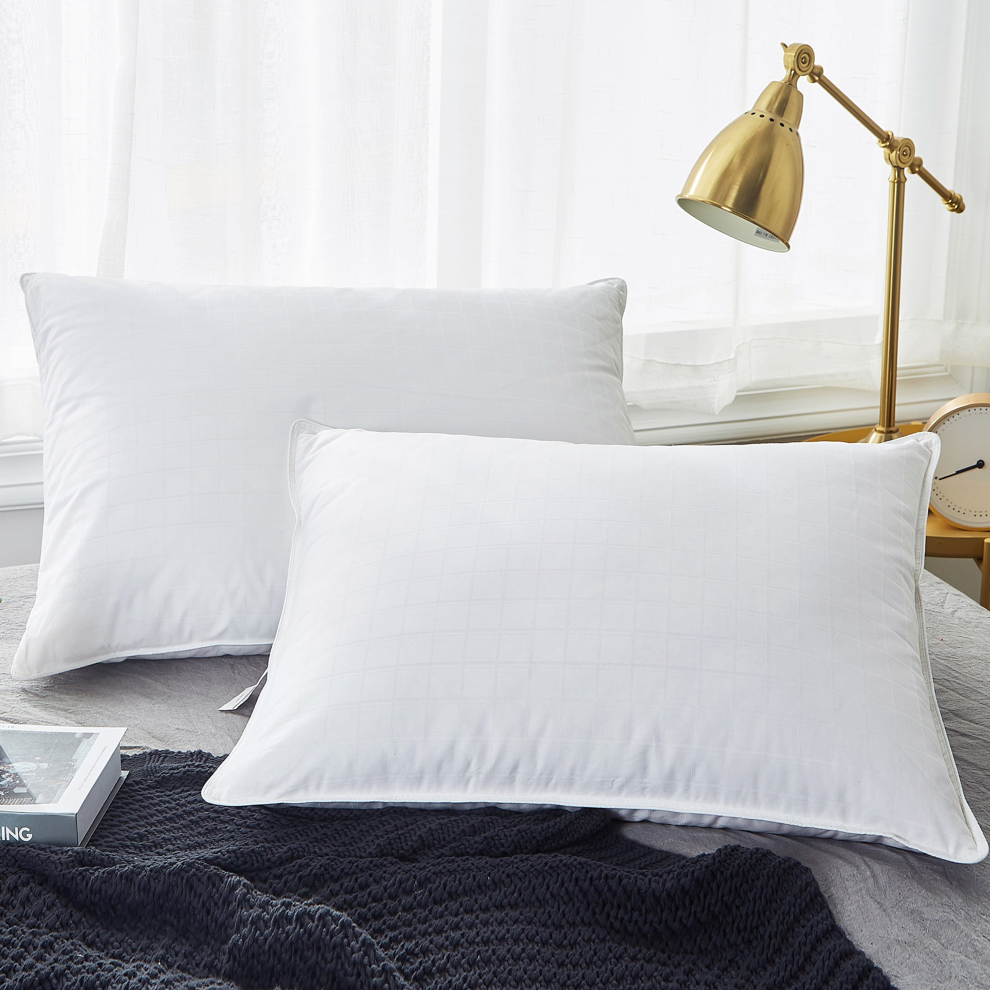 Puredown® 2 Pack Premium White Goose Down Feather Pillows for Back and