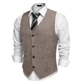 thumbnail image 3 of COOFANDY Men's Formal Waistcoat Regular Fit Business Dress Vest 6 Button, 3 of 10