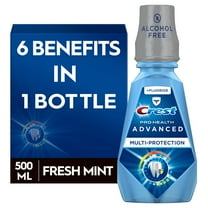 Crest Pro Health Advanced Alcohol Free Anticavity Fluoride Mouthwash Extra Deep Clean Fresh Mint Contains CPC (cetylpyridinium chloride) Inactive Ingredient, 500 mL ( 16.9 fl oz)