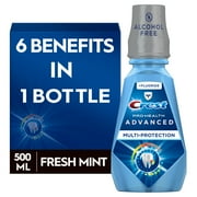 Crest Pro Health Advanced Alcohol Free Anticavity Fluoride Mouthwash Extra Deep Clean Fresh Mint Contains CPC (cetylpyridinium chloride) Inactive Ingredient, 500 mL ( 16.9 fl oz)