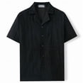 thumbnail image 5 of Domuza Floral Sheer Lace Shirt for Men Casual Button Down Short Sleeve Cuban Mesh Beach Shirts Black 3XL, 5 of 5