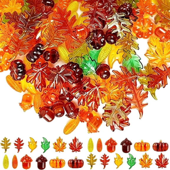 150PCS Acrylic Leaves Mini Pumpkins Acorns Maple Leaves Acrylic Fall Decorations, Thanksgiving Table Scatter Fall Vase Filler Gems for DIY Crafts, Home Decoration, Thanksgiving and Autumn Decor