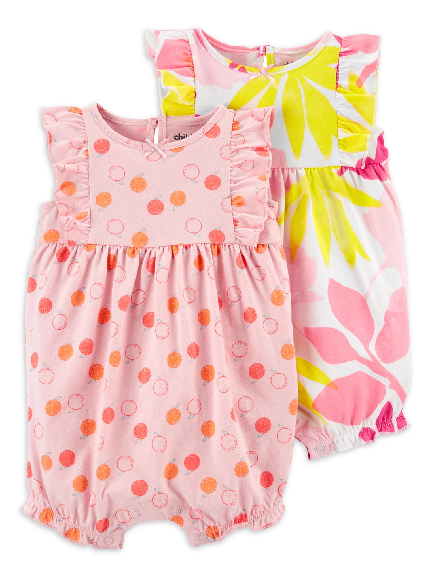 NWT Girls CARTERS Pink Yellow Summer Romper Size 6 Months 