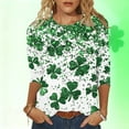 thumbnail image 6 of Happy St. Patrick Day Shirt for Women Casual Crew Neck 3/4 Length Sleeve T-Shirt Shamrock Graphic Pullover Tops, 6 of 6