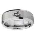 thumbnail image 2 of Deer Hunting 8MM Beveled Edge Gray Tungsten Men Ring, 2 of 2