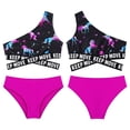 thumbnail image 3 of iiniim Kids Girls Two Piece Swimsuits Bathing Suit Sun Protective Swimwear Hawaii Tankini Set Size 4-16 Black&Hot Pink 8, 3 of 7