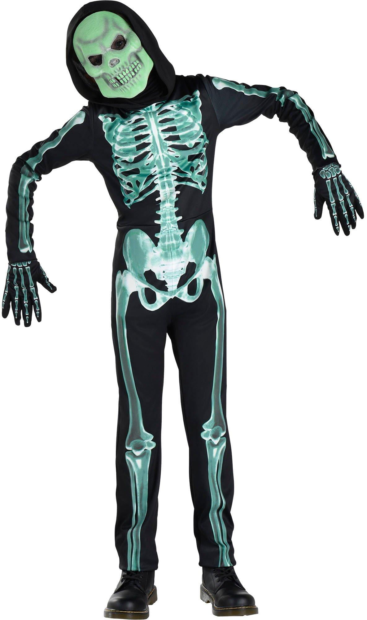 Party City Skeleton Halloween Costume for Children, Size 34T