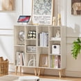 thumbnail image 6 of 5 Cube Bookshelf 3-Tier Bookcase with Legs,Mint Light Grey White Book Shelf Cute Storage Organizer,Free Standing Open Toy Shelves Wood Bookshelves,Display Bookcases for Bedroom,Living Room, 6 of 9