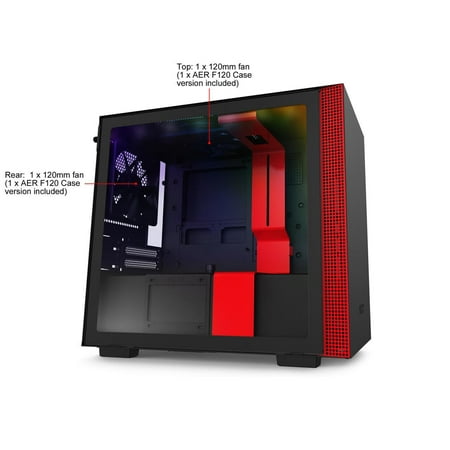 NZXT - H210i Mini ITX Tower Case with Tempered Glass - Red/Matte Black
